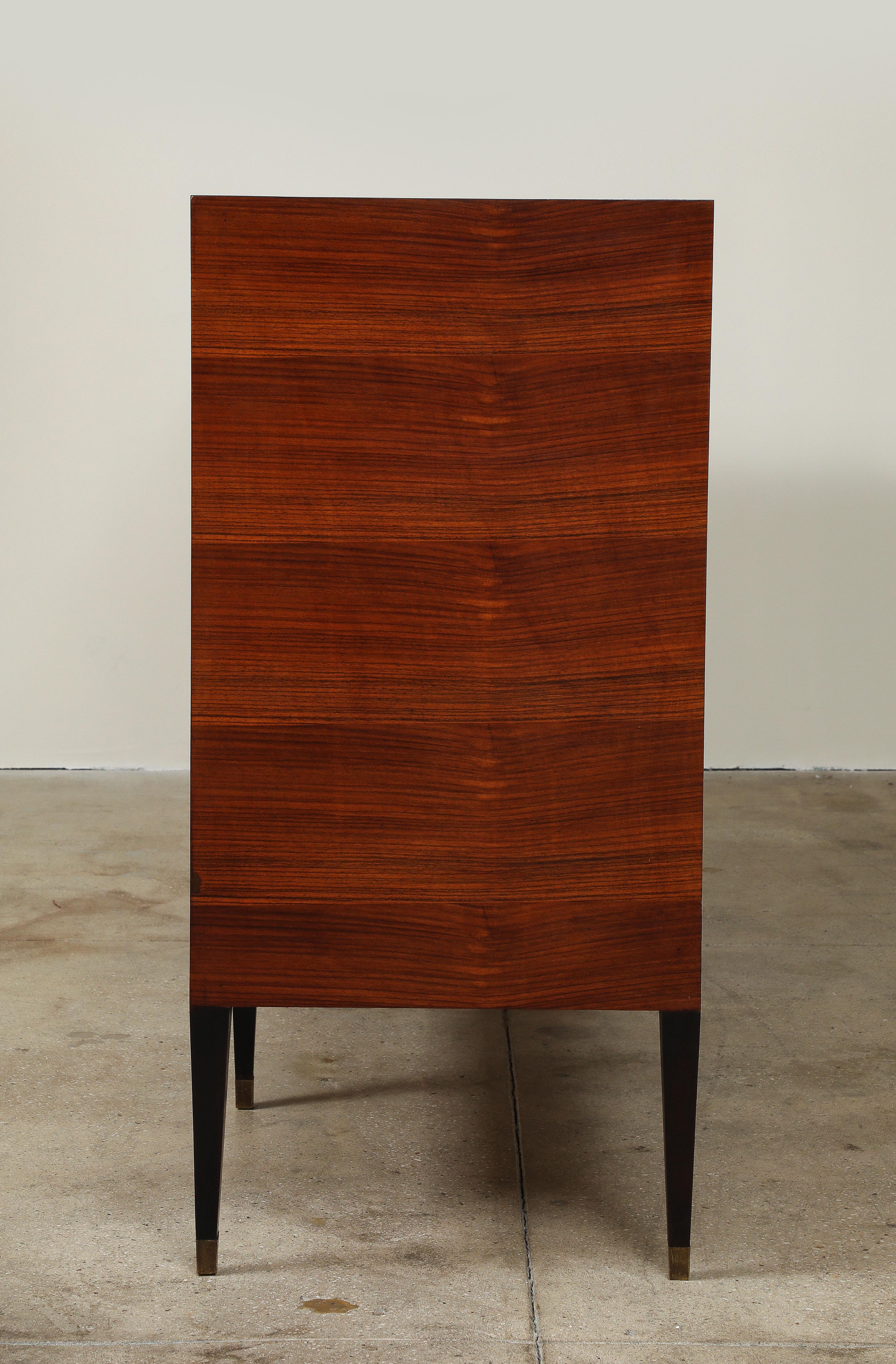 Vintage 1940er Italienisches Sideboard aus Palisander und Pergament mit Messinggriffen im Angebot 10