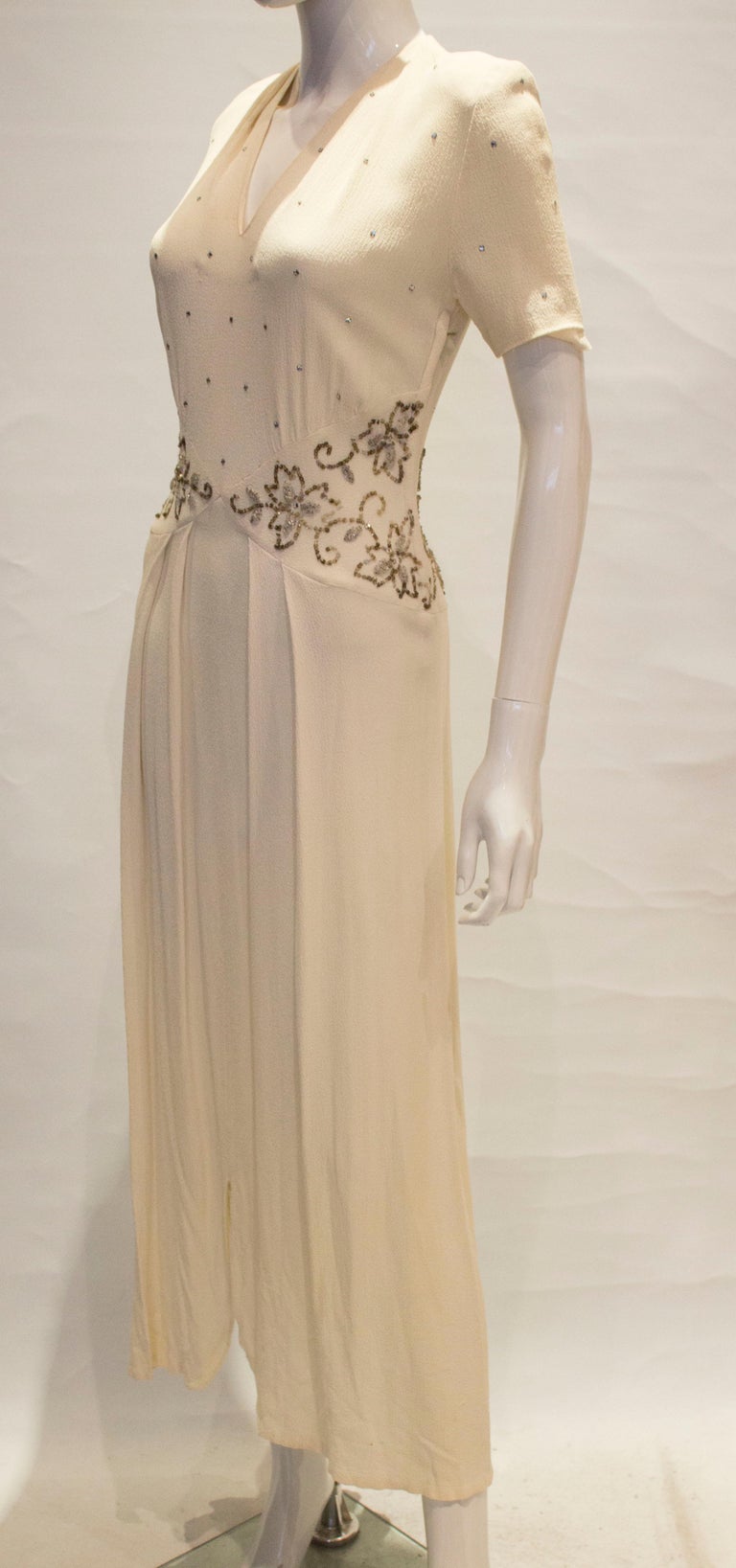 Vintage 1940s Ivory Crepe Dress For Sale at 1stDibs | vintage crepe dress