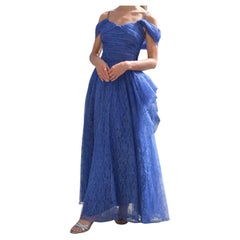 Vintage 1940s Lace Gown with Shoulder Draping