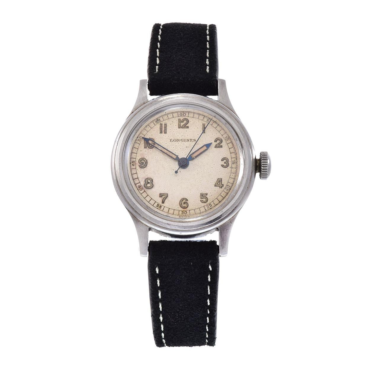 Women's or Men's Vintage 1940's Longines Sei Tacche Military Style Watch For Sale