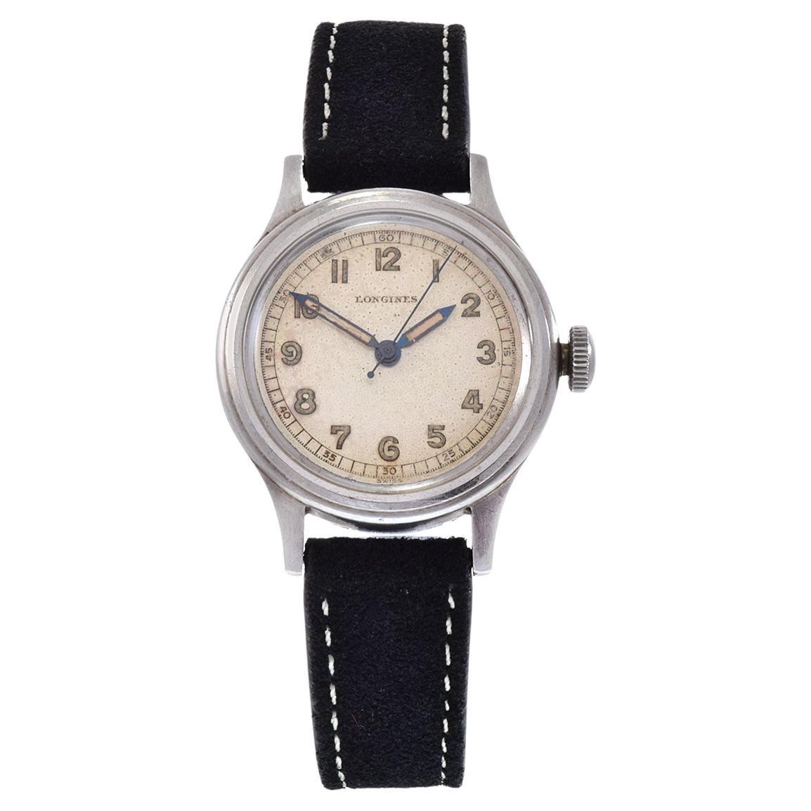 Vintage 1940's Longines Sei Tacche Military Style Watch For Sale