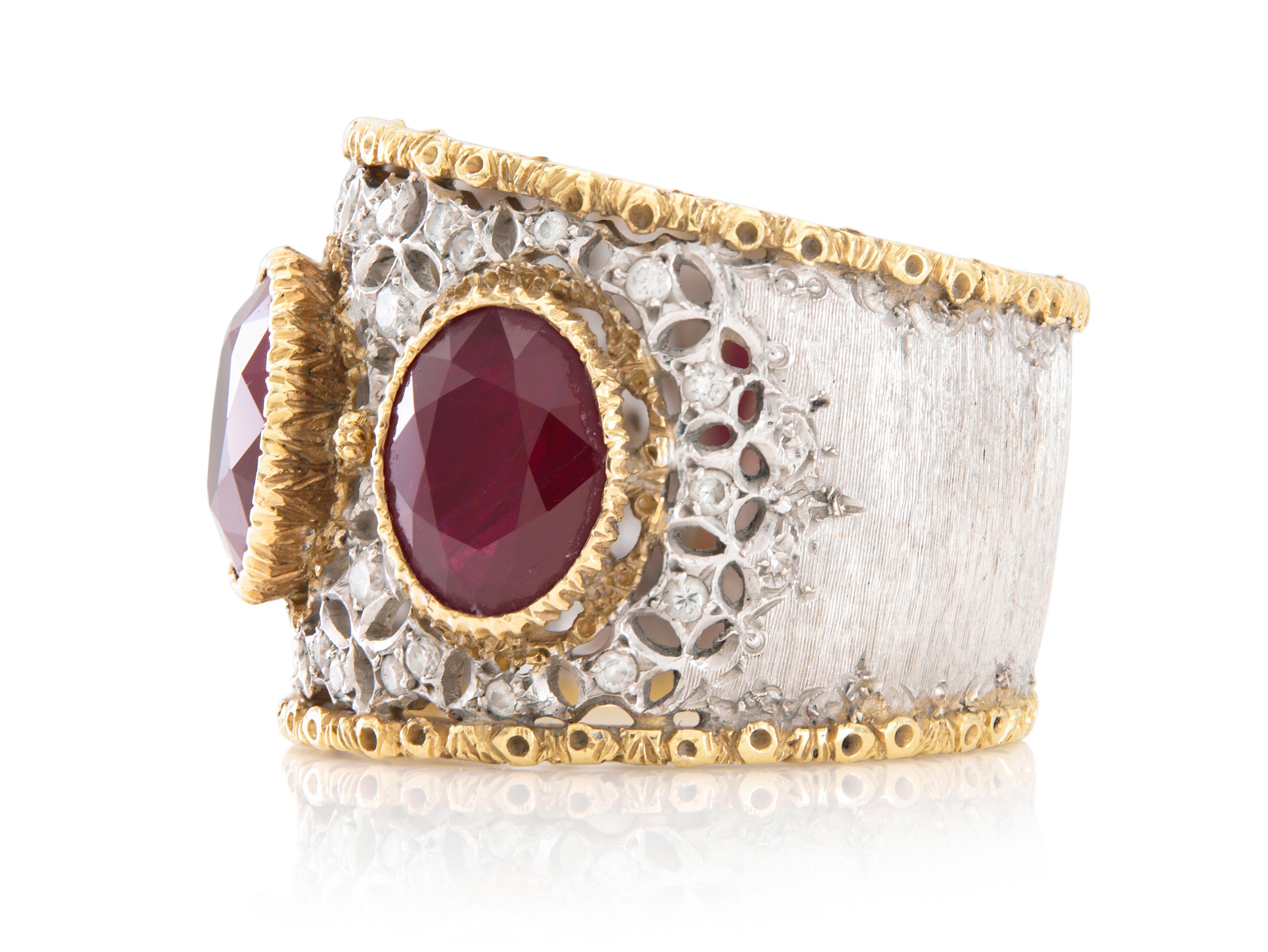 Vintage 1940er Mario Buccellati 5,00 Karat Rubin-Ring, Vintage (Ovalschliff) im Angebot