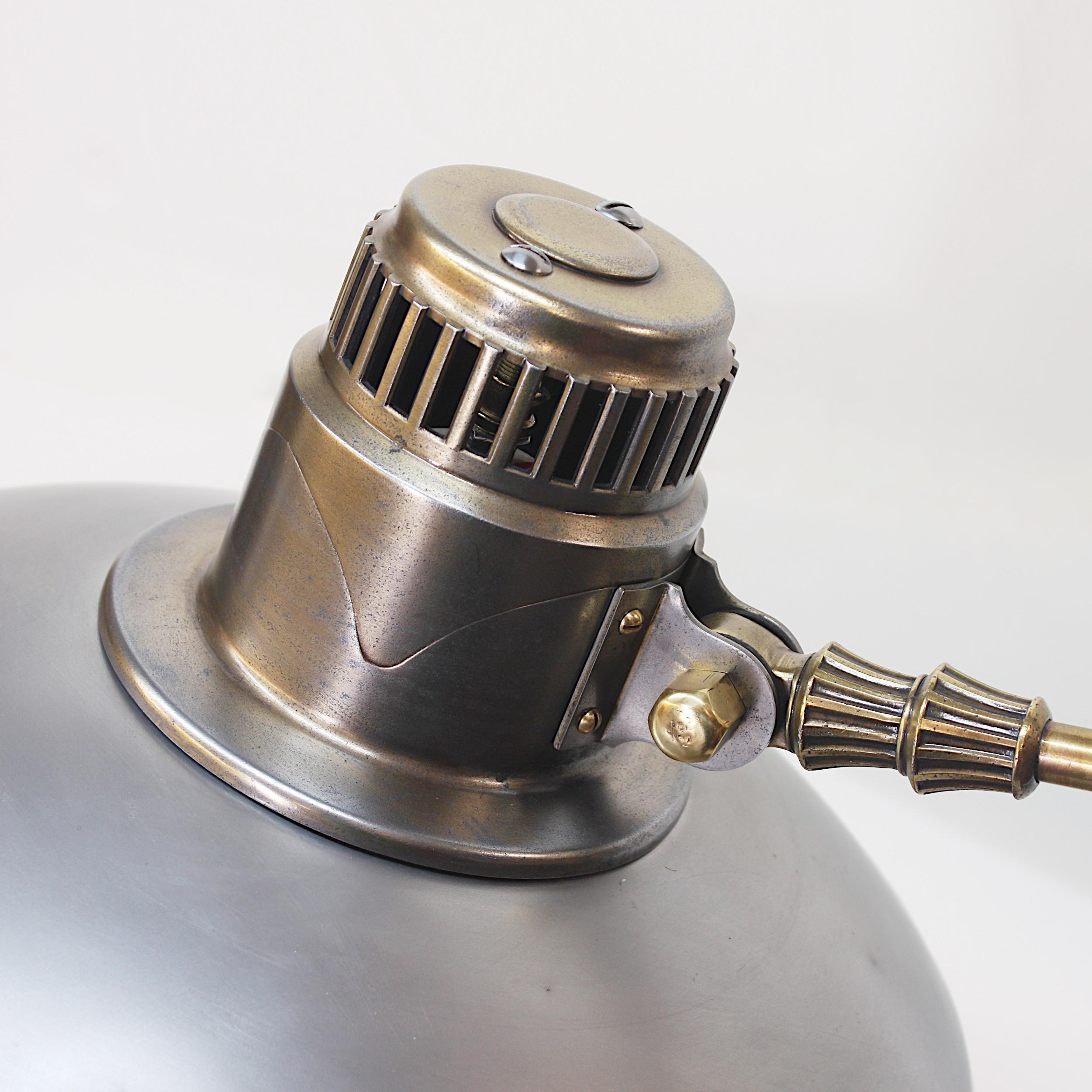 American Vintage 1940s Mid-Century Modern Industrial Aluminum GE Sunlamp Floor Lamp