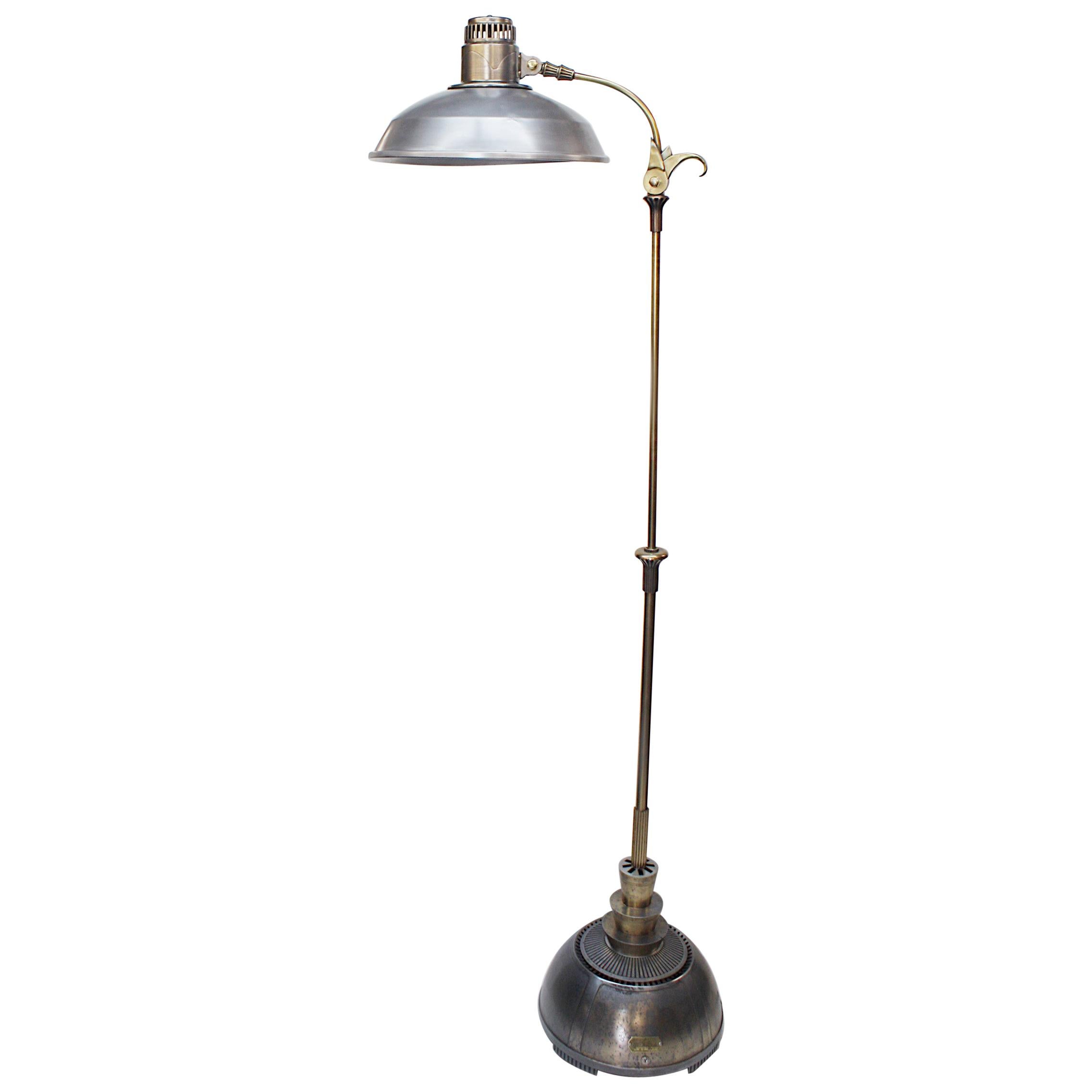 Vintage 1940s Mid-Century Modern Industrial Aluminum GE Sunlamp Floor Lamp