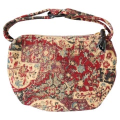 Vintage 1940's miniature handbag vintage 1940's small purse barkcloth gold paint