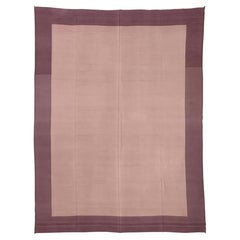 Vintage 1940s Monumental Aubergine and Taupe Open-Field Indian Dhurrie Rug