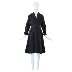 Vintage 1940's Navy Blue Silk Suzy Perette Dress UK 10 US 6