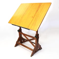 Vintage 1940s Oak & Iron Drafting Table by the F. Weber Co. of Philadelphia