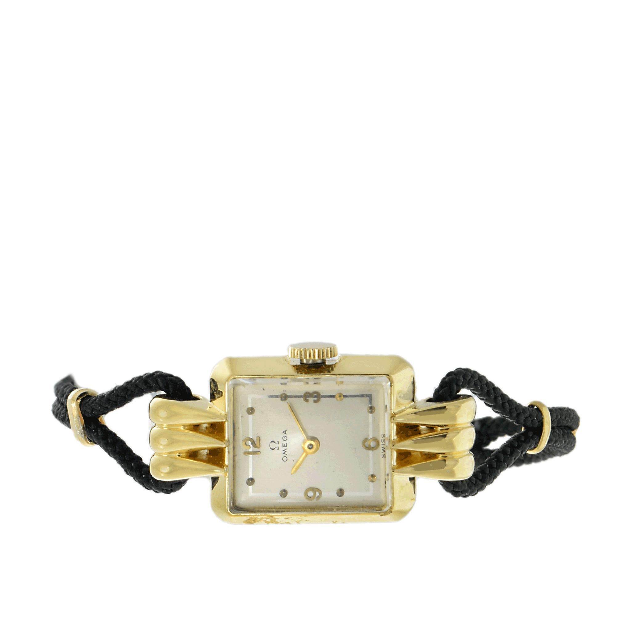Vintage 1940er Omega Damen Cocktail Uhr 14K Gelbgold - Handaufzug im Angebot 2