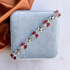 Vintage 1940s Paste and Ruby Glass Bracelet