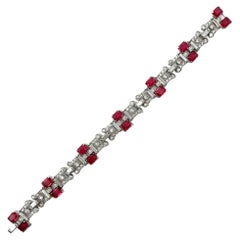 Vintage 1940s Paste and Ruby Glass Bracelet