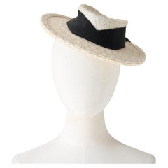 Vintage 1940's Percher hat vintage 1950's monochrome straw percher tilt hat