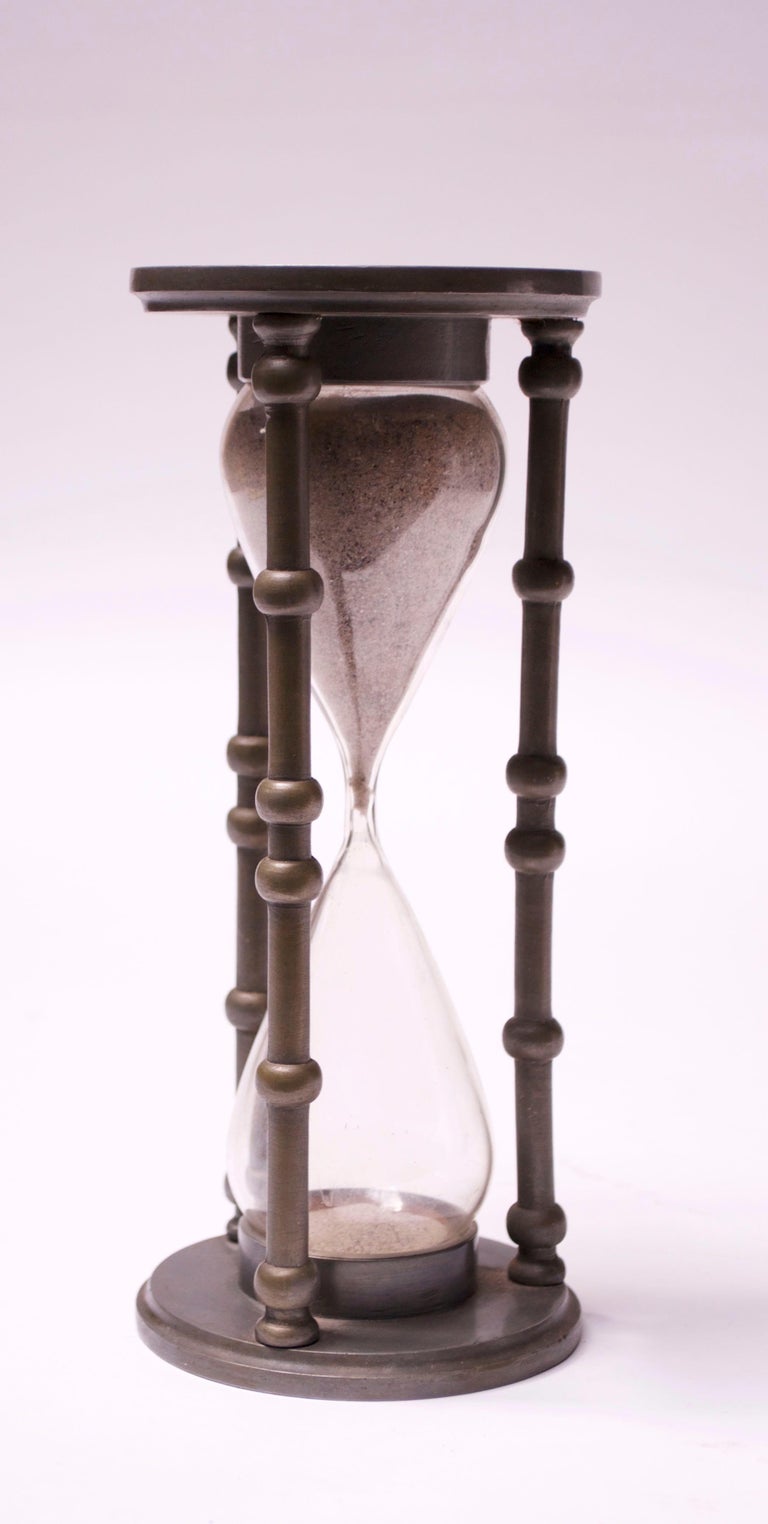 Vintage 1940s Pewter Hour Glass Or Sand Timer For Sale At