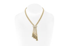 Vintage 1940s Pineapple Tassel Rope Chain Necklace with Diamonds