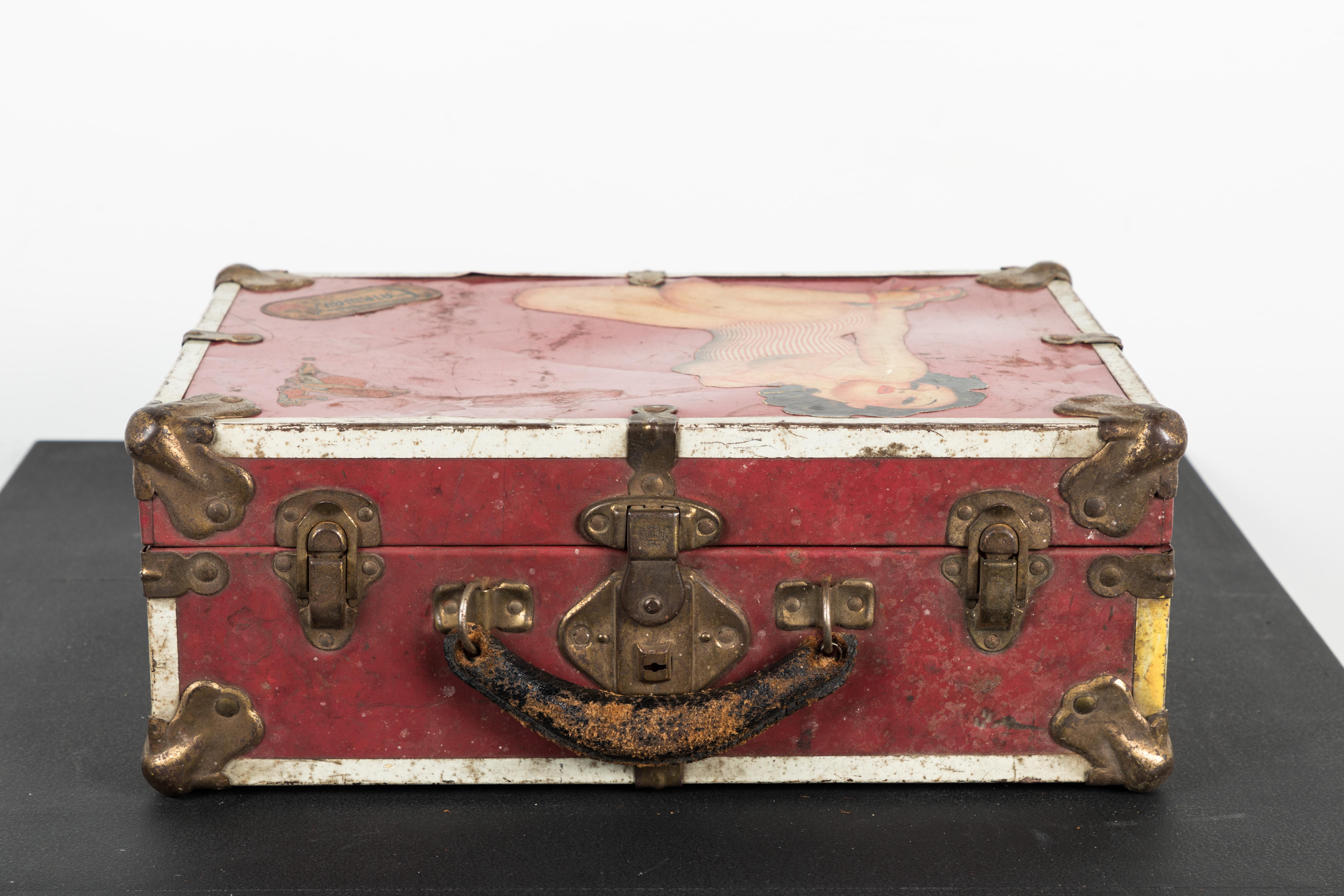 Folk Art Vintage 1940s Pinup Roller Derby Roller Skate Case