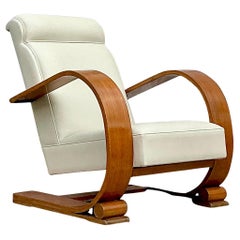 Vintage 1940s Plank Armchair After Andoux and Minet