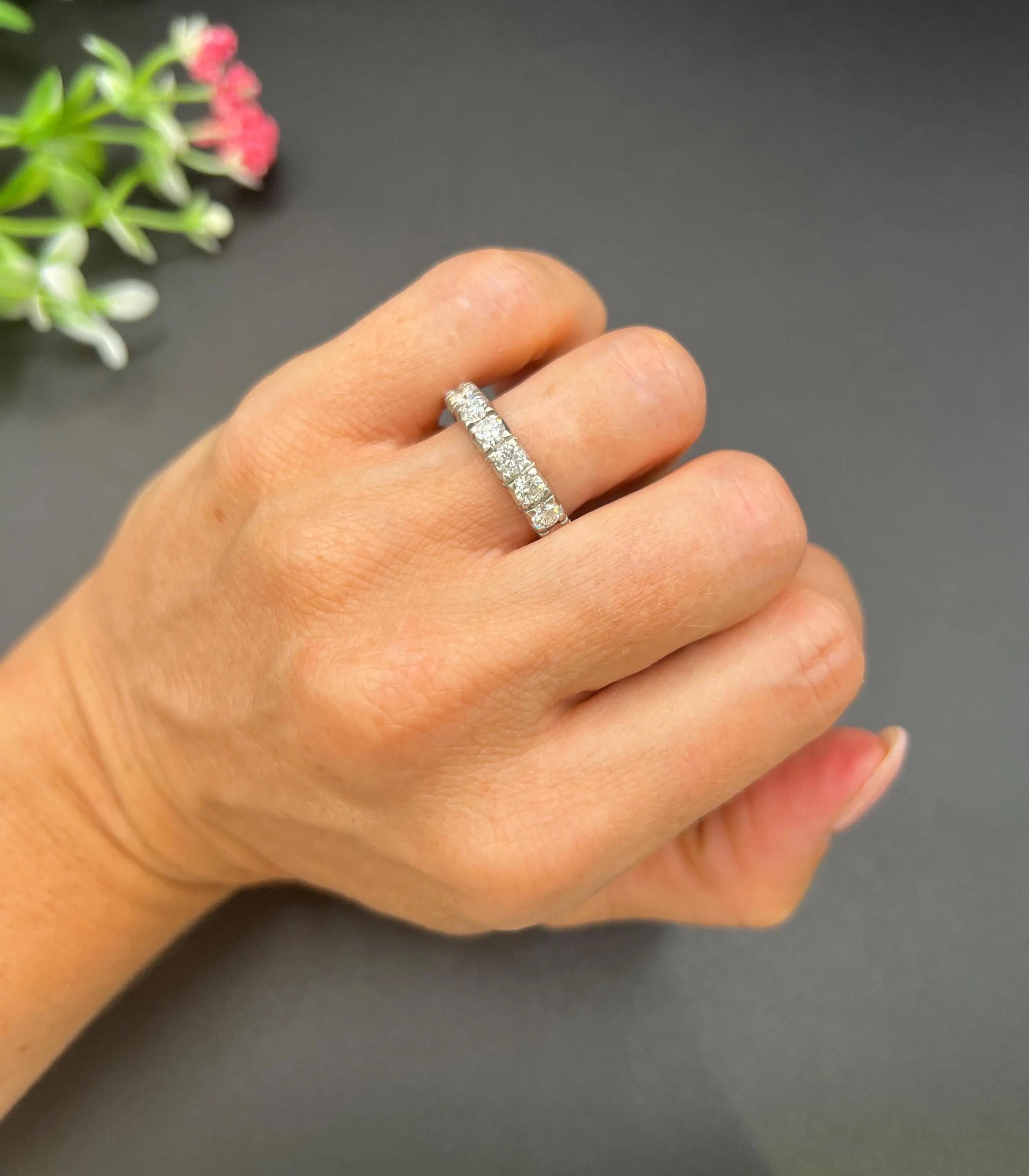 Brilliant Cut Vintage 1940s Platinum, 2.70 Carat Full Diamond Eternity Band Ring For Sale