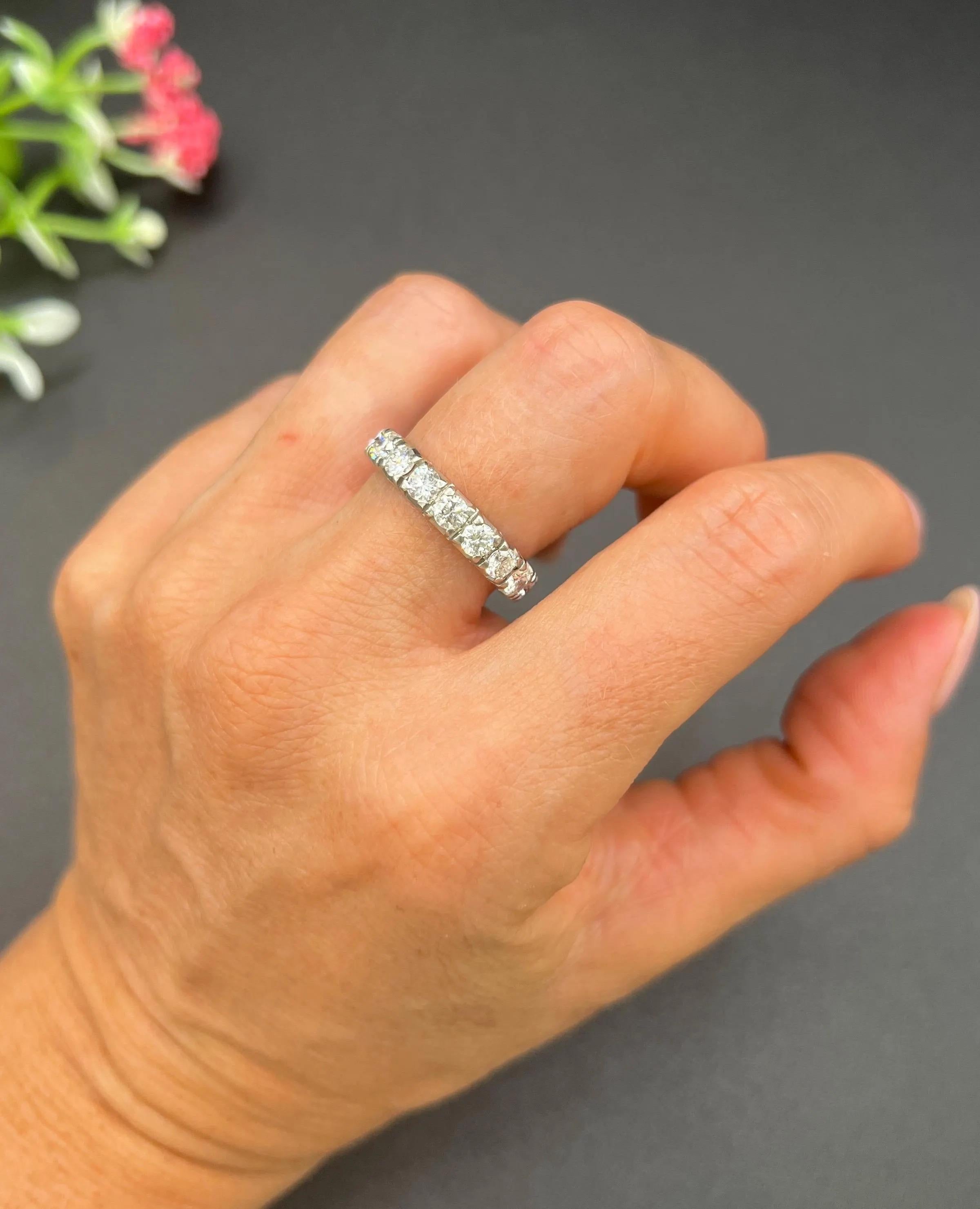 Vintage 1940s Platinum, 2.70 Carat Full Diamond Eternity Band Ring In Good Condition For Sale In Brighton, GB