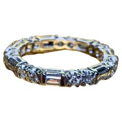 Vintage 1940’s Platinum Baguette Round Diamond Eternity Band 2.70mm Sz 6.5