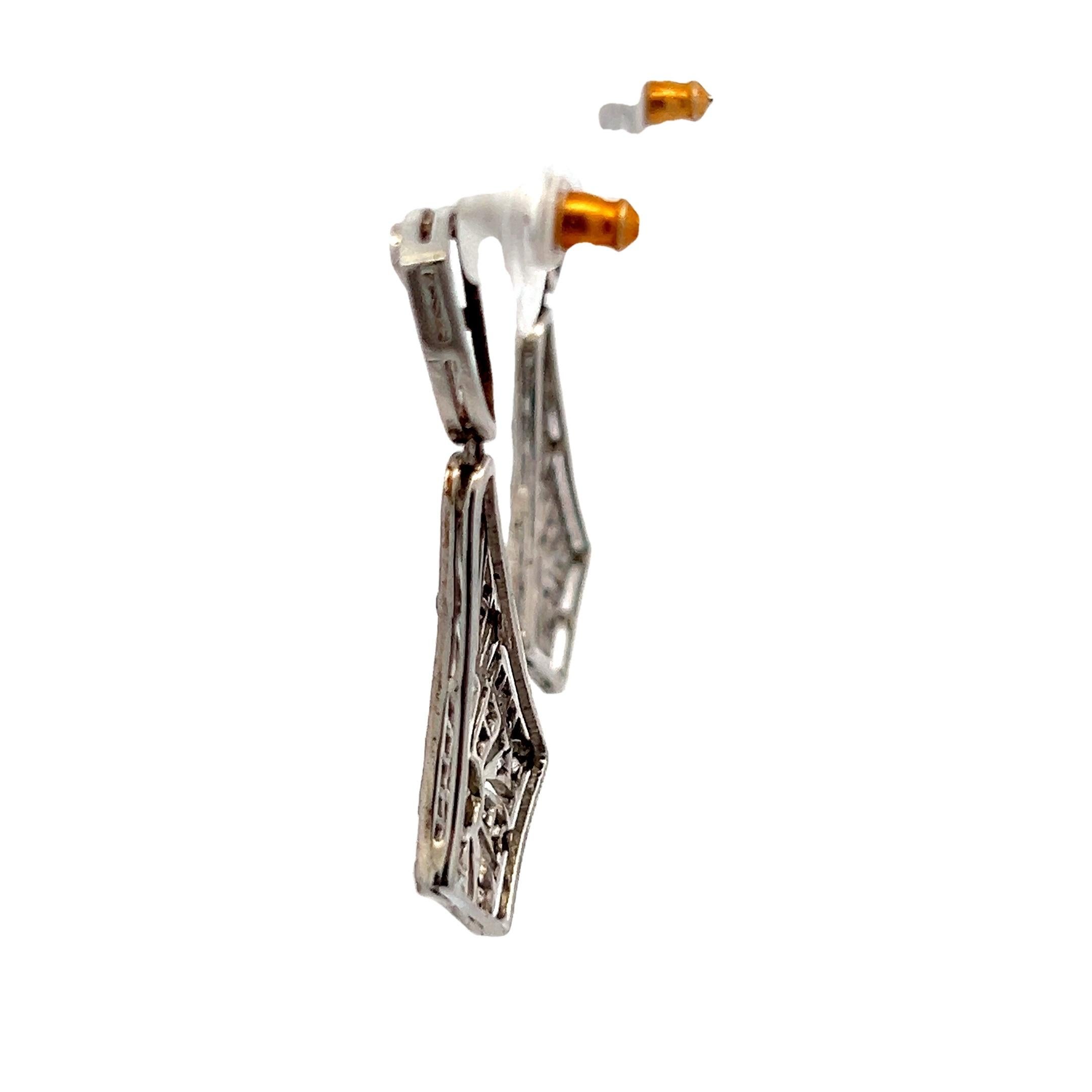 Taglio antico europeo Orecchini a goccia in platino anni '40, Art Deco Revival, 3 carati in vendita