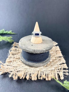 Vintage 1940s Platinum, Sapphire & Diamond Cocktail Ring