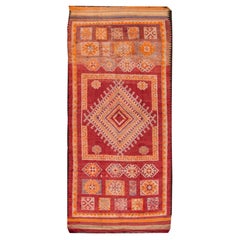 Vintage 1940s Rot und Orange marokkanischen Teppich, 5.10x13.02