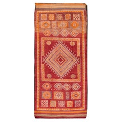 Tapis marocain rouge et orange des années 1940, 5,10 x13,02