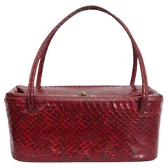 Vintage 1940's Red Snake Skin Box Bag original 1940's Snake Skin Handbag Purse