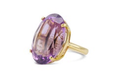 Vintage 1940s Retro 35.00 Carat Oval Cut Amethyst Ring