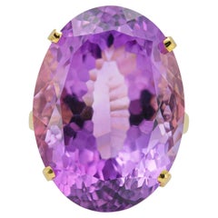 Anello Vintage 1940 Retro 35,00 Carati Taglio Ovale Ametista
