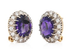 Vintage 1940s Retro Amethyst and Diamond Earrings