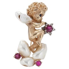 Vintage 1940s Retro Cupid Brooch