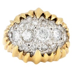 Anello da cocktail a cupola retrò vintage anni '40 con diamanti