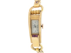 Vintage 1940s Retro Ebel Gold Watch with Rubies