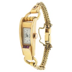 Vintage 1940s Retro Ebel Gold Watch with Rubies