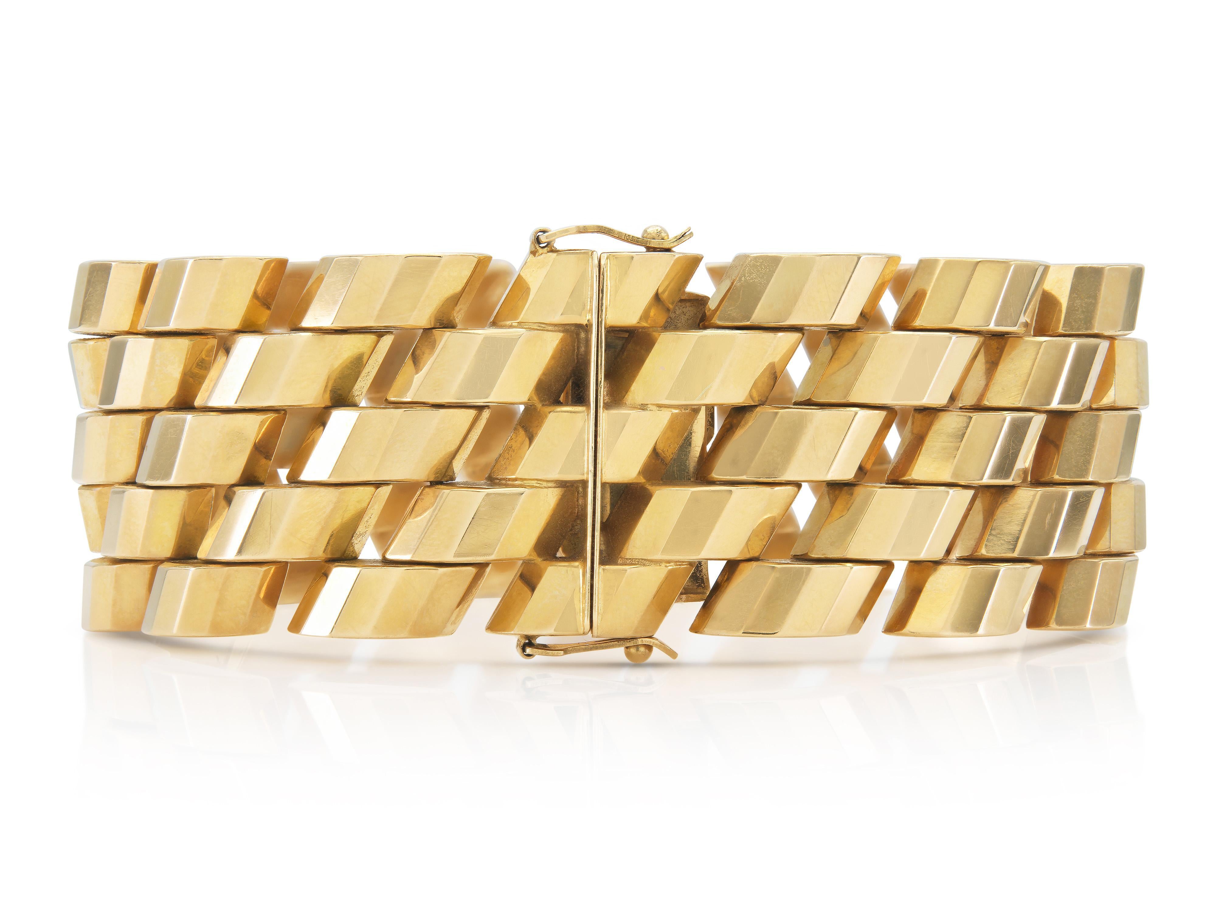 Vintage 1940s Retro Gold Bracelet im Zustand „Gut“ im Angebot in New York, NY