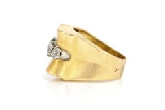 Vintage 1940s Retro Gold, Emerald & Diamond Ring