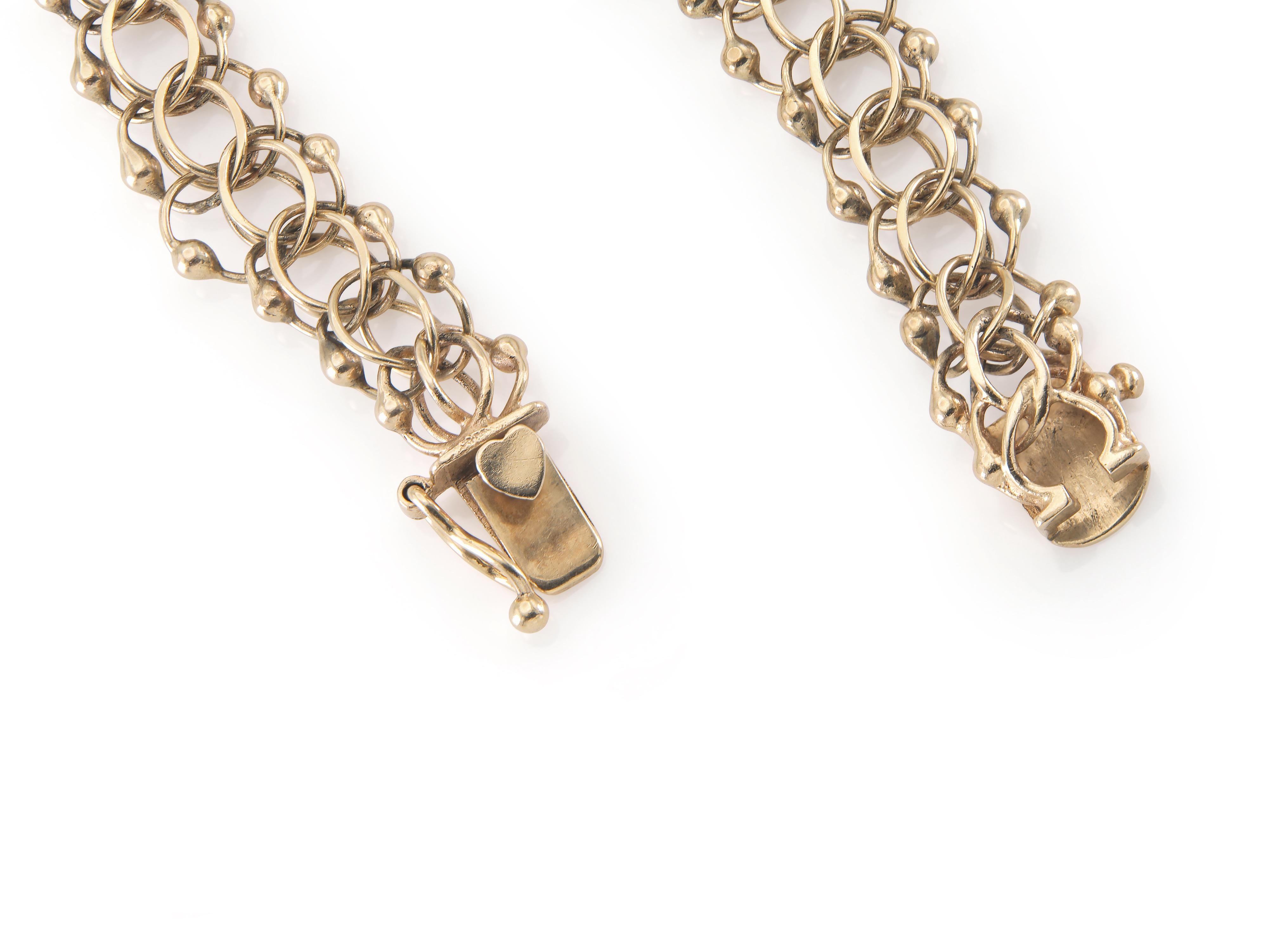 Vintage 1940s Retro Gold Link Bracelet Bon état - En vente à New York, NY