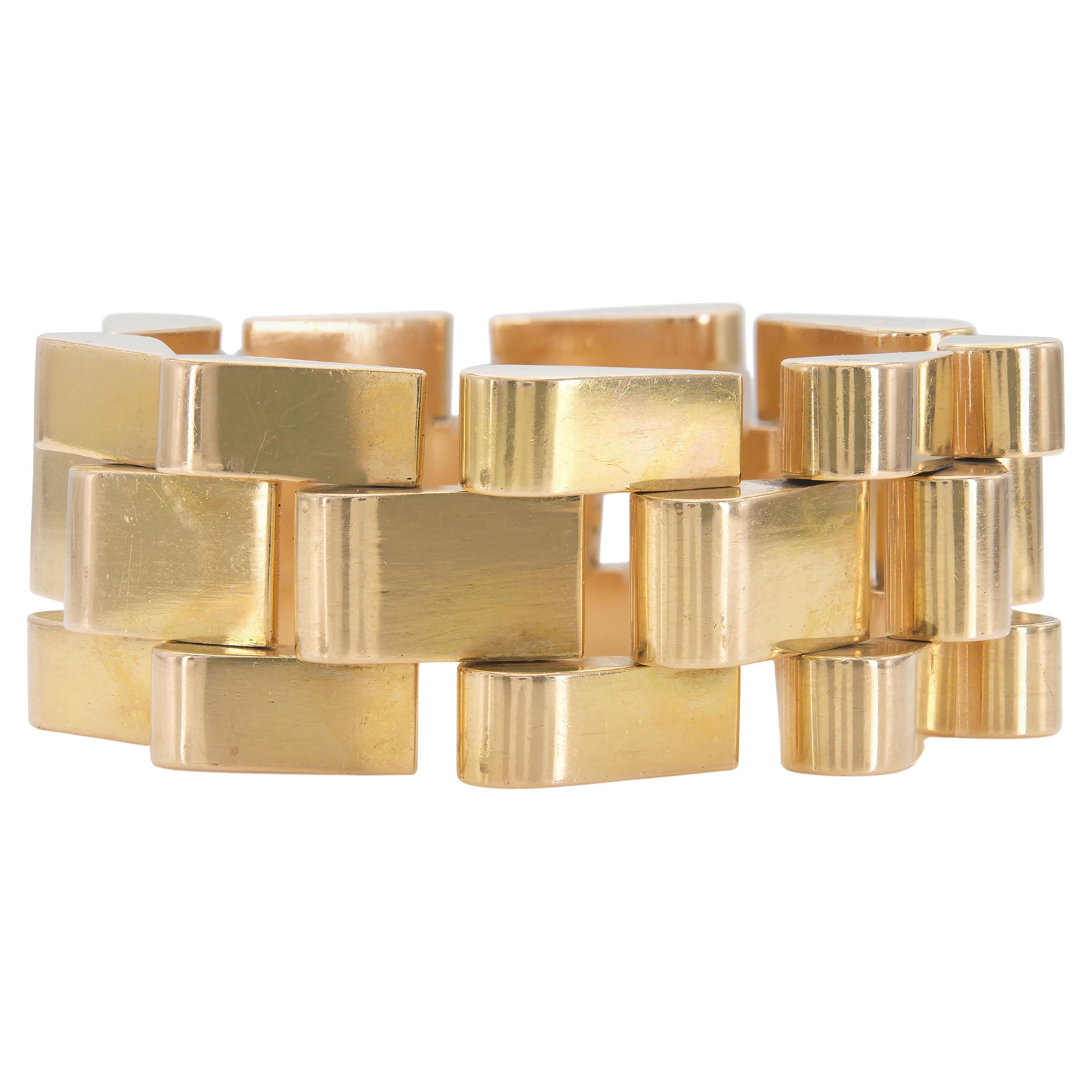 Vintage 1940s Retro Gold Links Bracelet For Sale