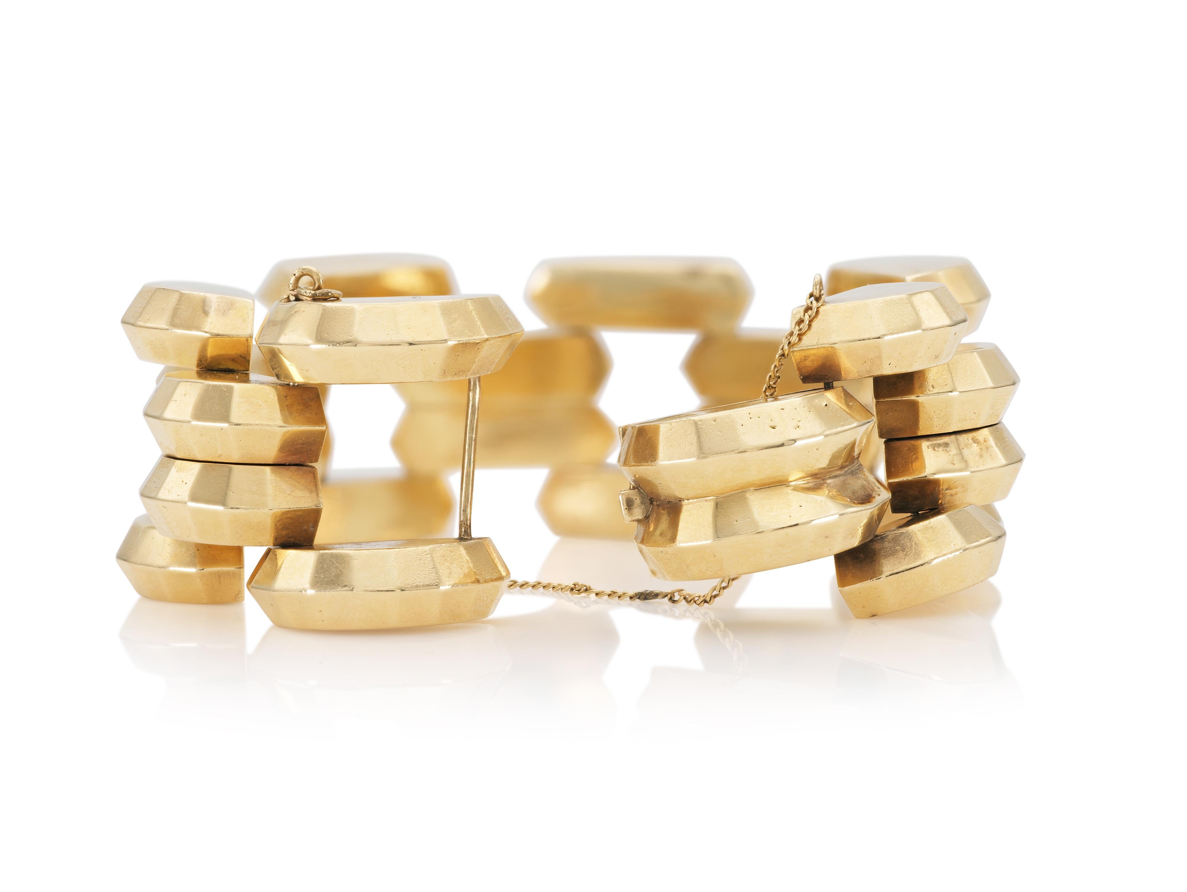 Vintage 1940s Retro Gold Open Link Bracelet Bon état - En vente à New York, NY