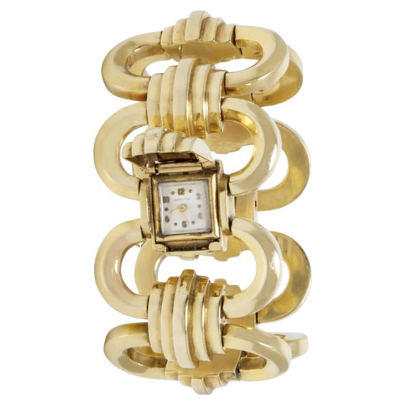 Vintage 1940s Retro Hamilton Gold Watch Bracelet