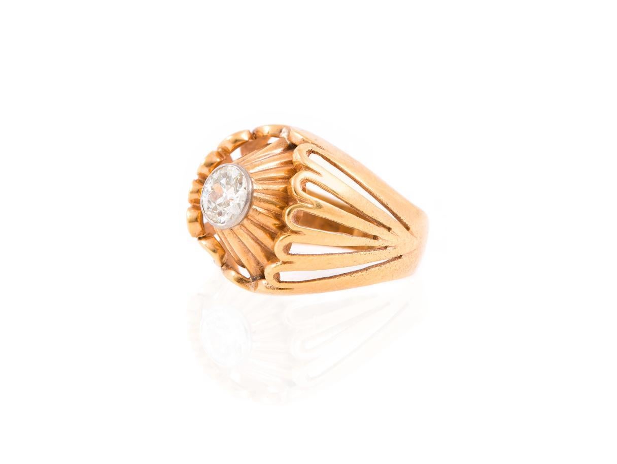 Finely crafted in 18k rose gold with an Old European cut Diamond weighing approximately 0.75 carat, J-K color, VS1-VS2 clarity.
Circa 1940s
Size 5 1/2