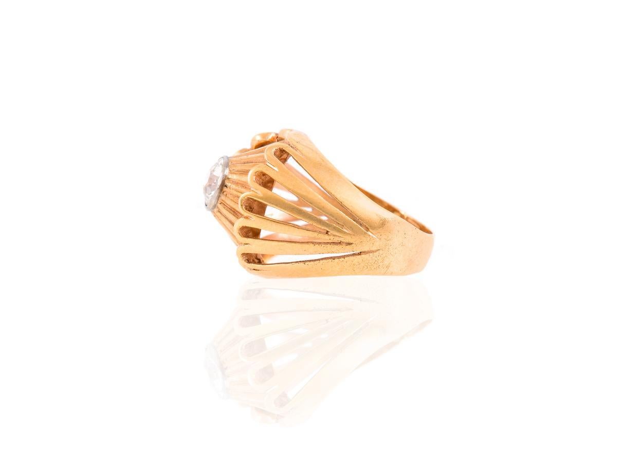 Vintage 1940s Retro Old European Cut Diamond Ring In Good Condition For Sale In New York, NY