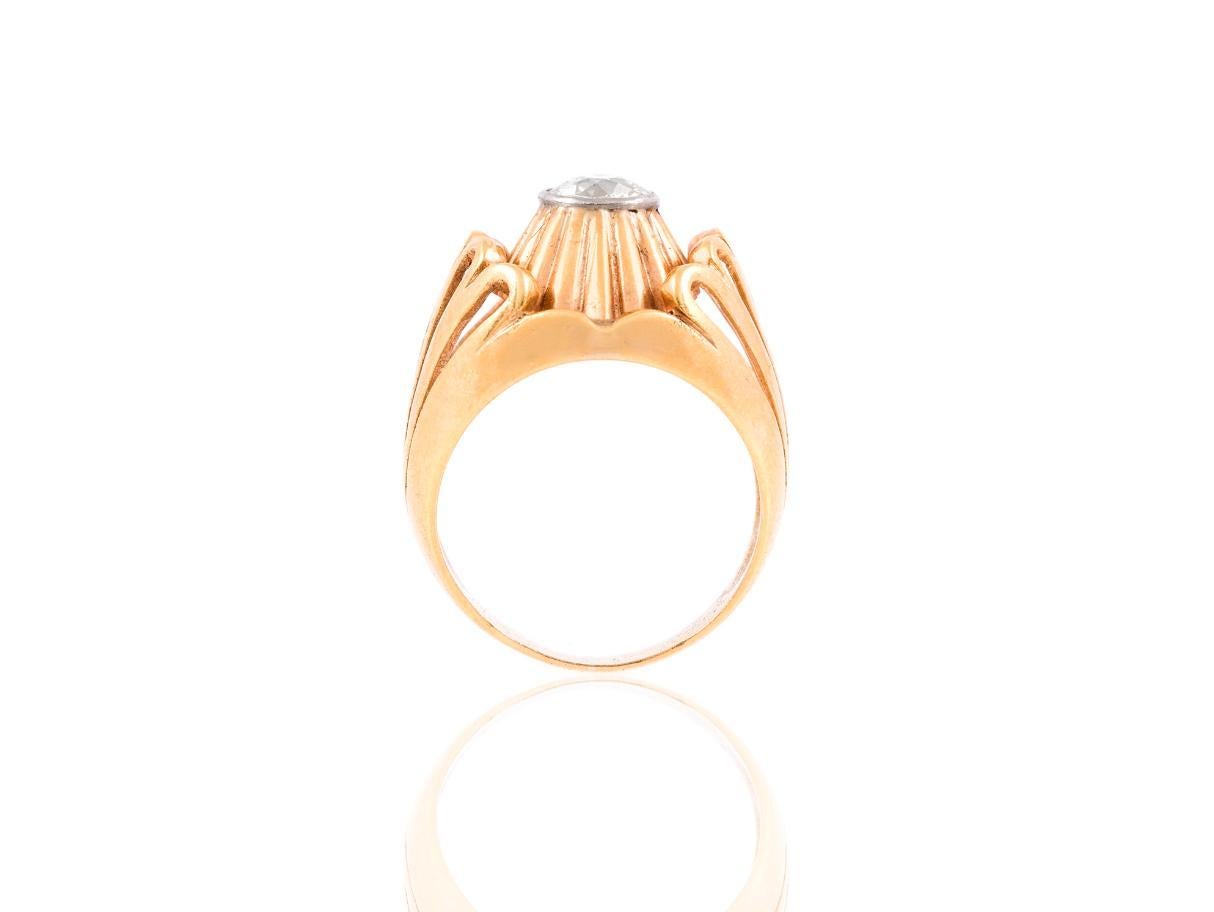 Women's Vintage 1940s Retro Old European Cut Diamond Ring For Sale