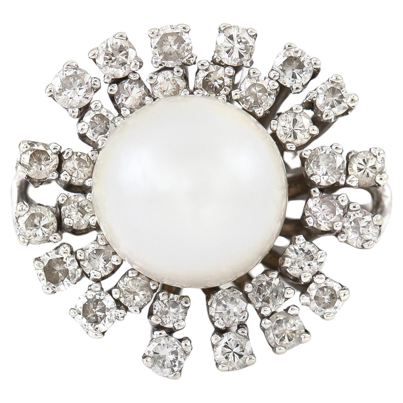 Anello retrò di perle e diamanti vintage degli anni
40