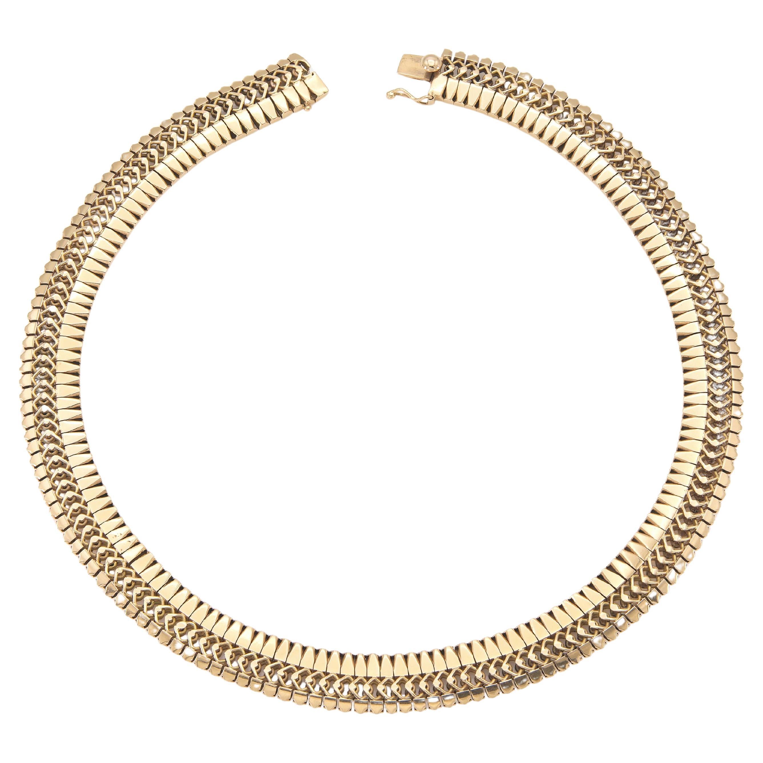 Vintage 1940s Retro Rose Gold Collar Necklace For Sale