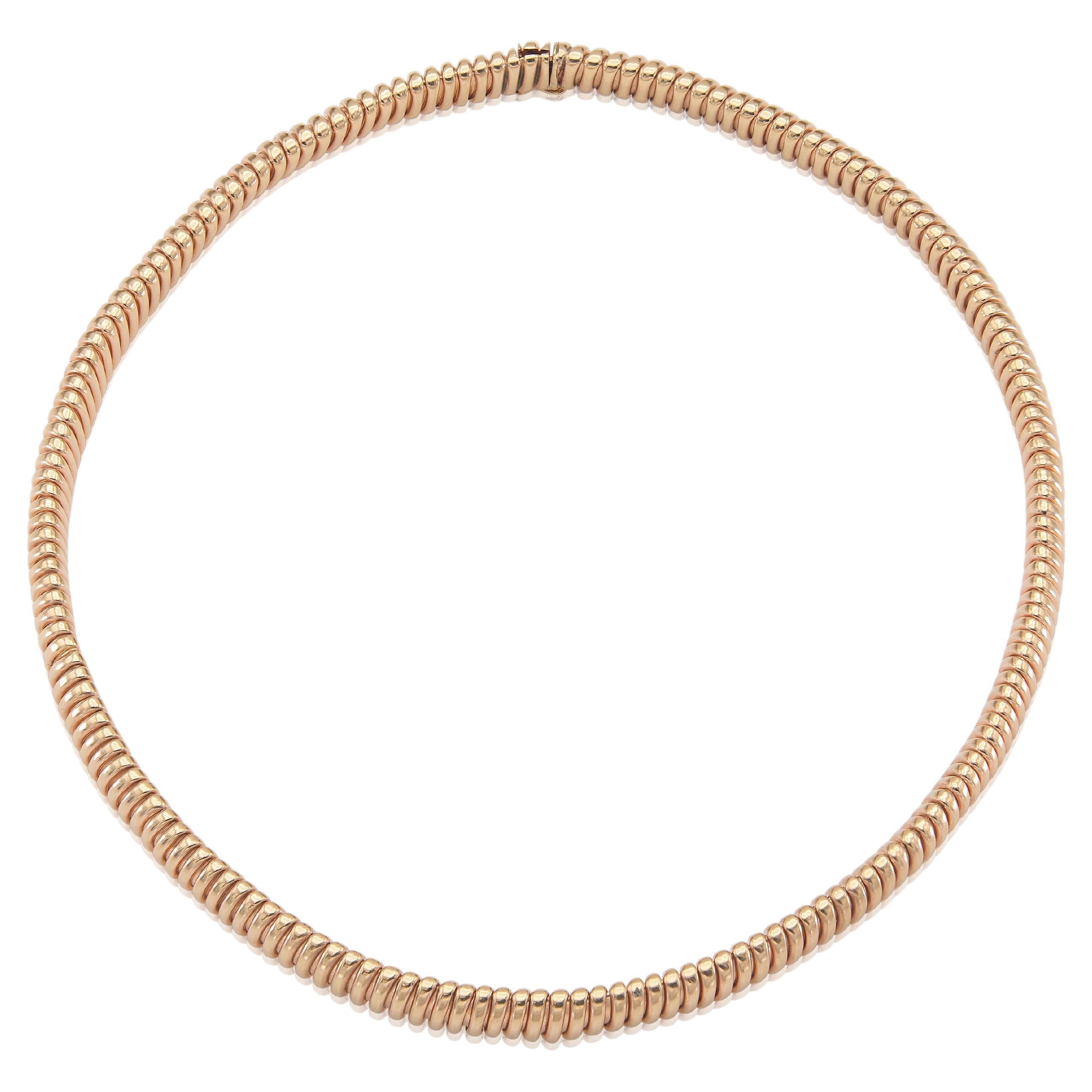 Vintage 1940s Retro Rose Gold Tubogas Necklace For Sale