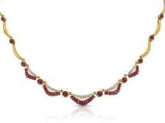 Vintage 1940s Retro Ruby and Diamond Necklace
