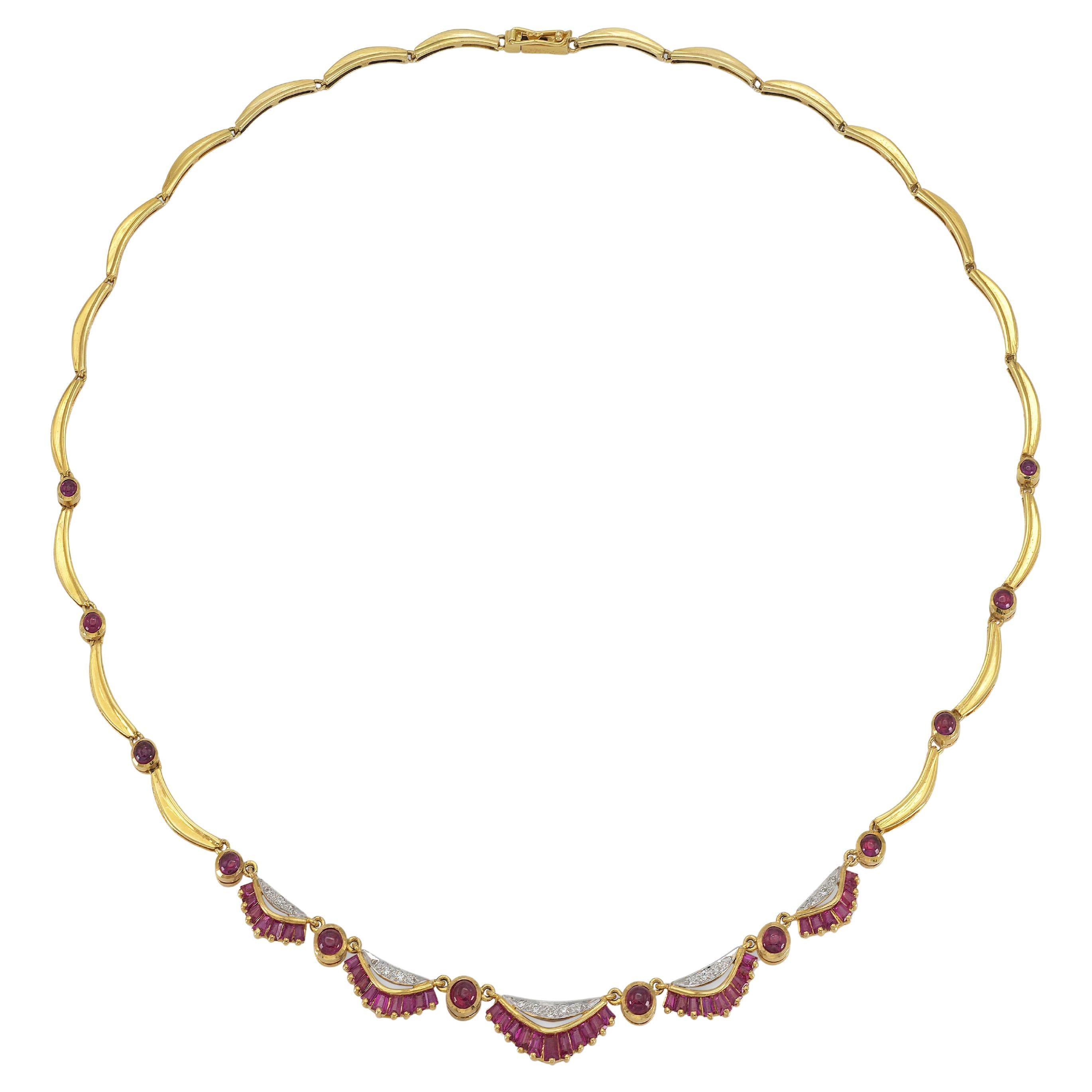 Vintage 1940s Retro Rubin und Diamant Halskette im Angebot