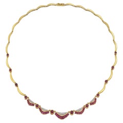 Vintage 1940s Retro Rubin und Diamant Halskette